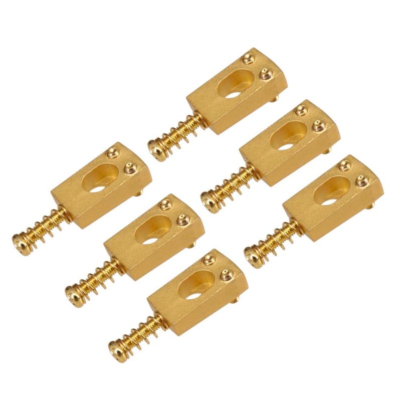 Strings and Accessories |   6pcs Vintage Brass Guitar Bridge String Saddles Electric Guitars Accessories Gold Musical Instruments Gold