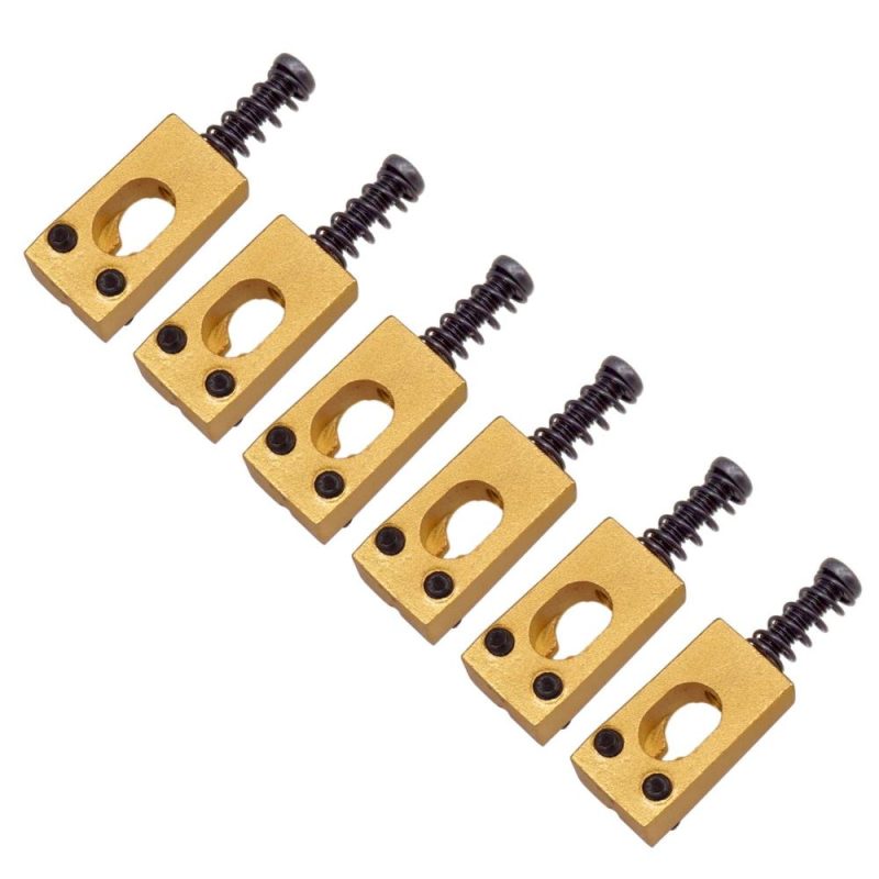 Strings and Accessories |   6pcs Vintage Brass Guitar Bridge String Saddles Electric Guitars Accessories Gold & Black Musical Instruments Gold & Black