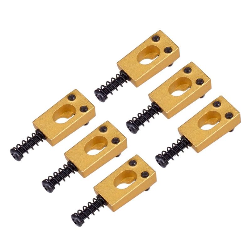 Strings and Accessories |   6pcs Vintage Brass Guitar Bridge String Saddles Electric Guitars Accessories Gold & Black Musical Instruments Gold & Black