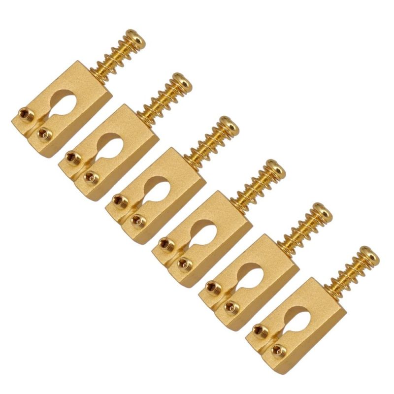 Strings and Accessories |   6pcs Vintage Brass Guitar Bridge String Saddles Electric Guitars Accessories Gold Musical Instruments Gold