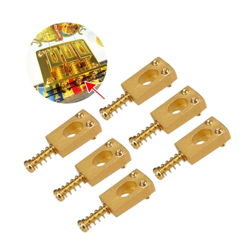 Strings and Accessories |   6pcs Vintage Brass Guitar Bridge String Saddles Electric Guitars Accessories Gold Musical Instruments Gold