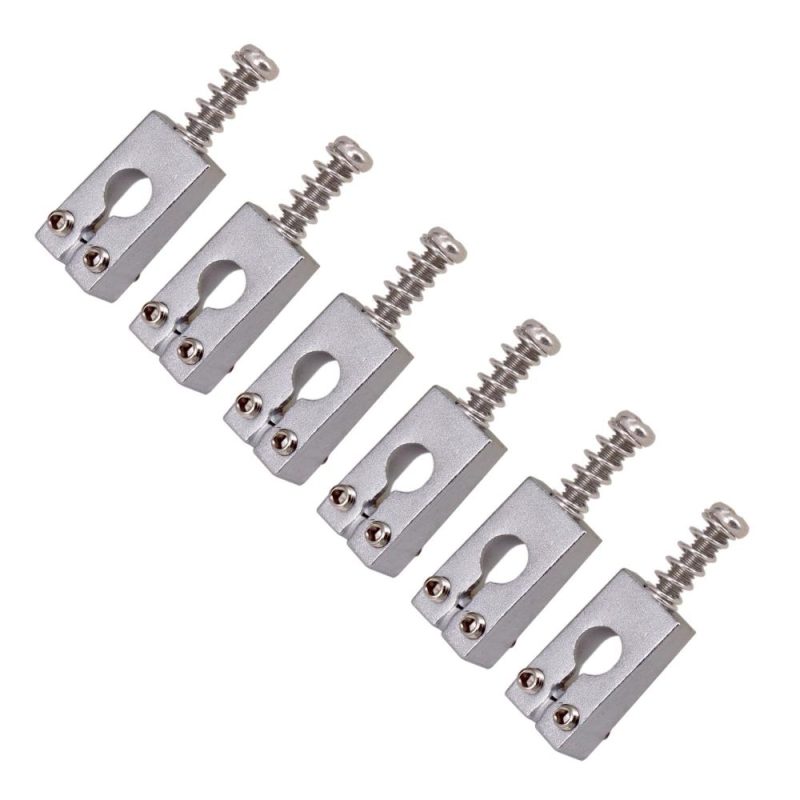 Strings and Accessories |   6pcs Vintage Brass Guitar Bridge String Saddles Electric Guitars Accessories Silver Musical Instruments Silver