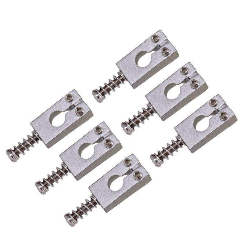 Strings and Accessories |   6pcs Vintage Brass Guitar Bridge String Saddles Electric Guitars Accessories Silver Musical Instruments Silver