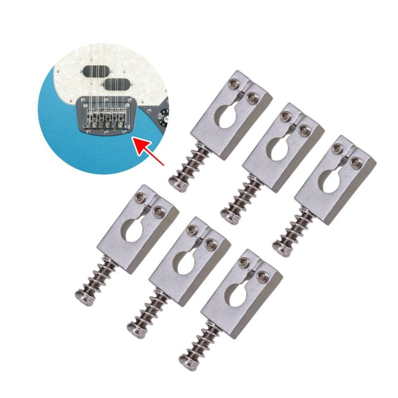 Strings and Accessories |   6pcs Vintage Brass Guitar Bridge String Saddles Electric Guitars Accessories Silver Musical Instruments Silver