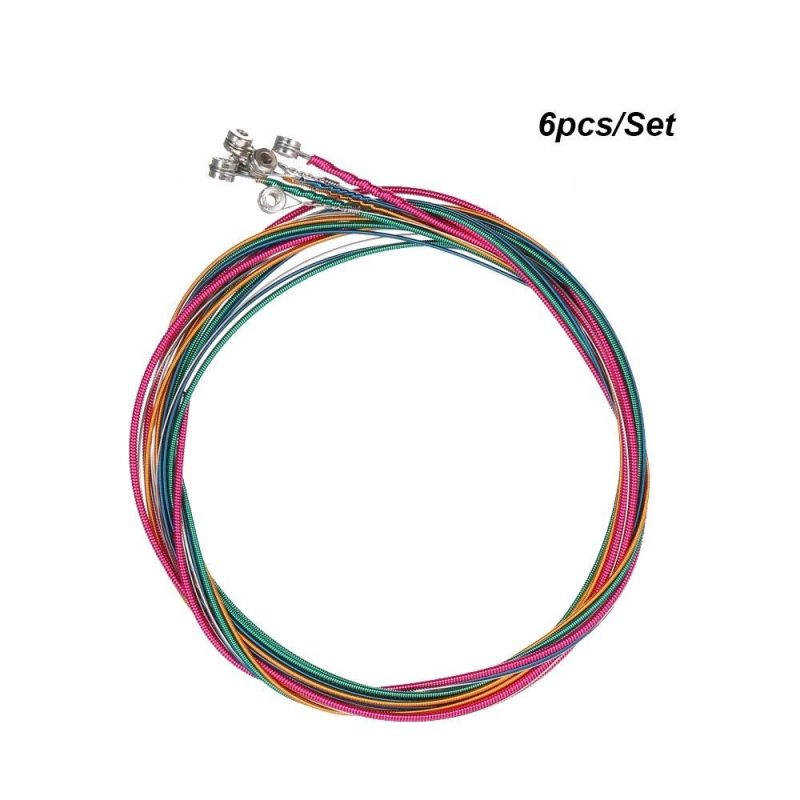 Strings and Accessories |   6pcs/Set Rainbow Colors Colorful Acoustic Guitar Strings Musical Instruments Replacement Steel Chord Wire Multicolour Musical Instruments Multicolour