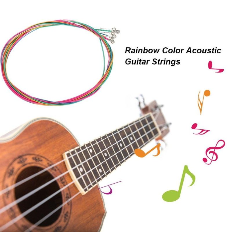 Strings and Accessories |   6pcs/Set Rainbow Colors Colorful Acoustic Guitar Strings Musical Instruments Replacement Steel Chord Wire Multicolour Musical Instruments Multicolour