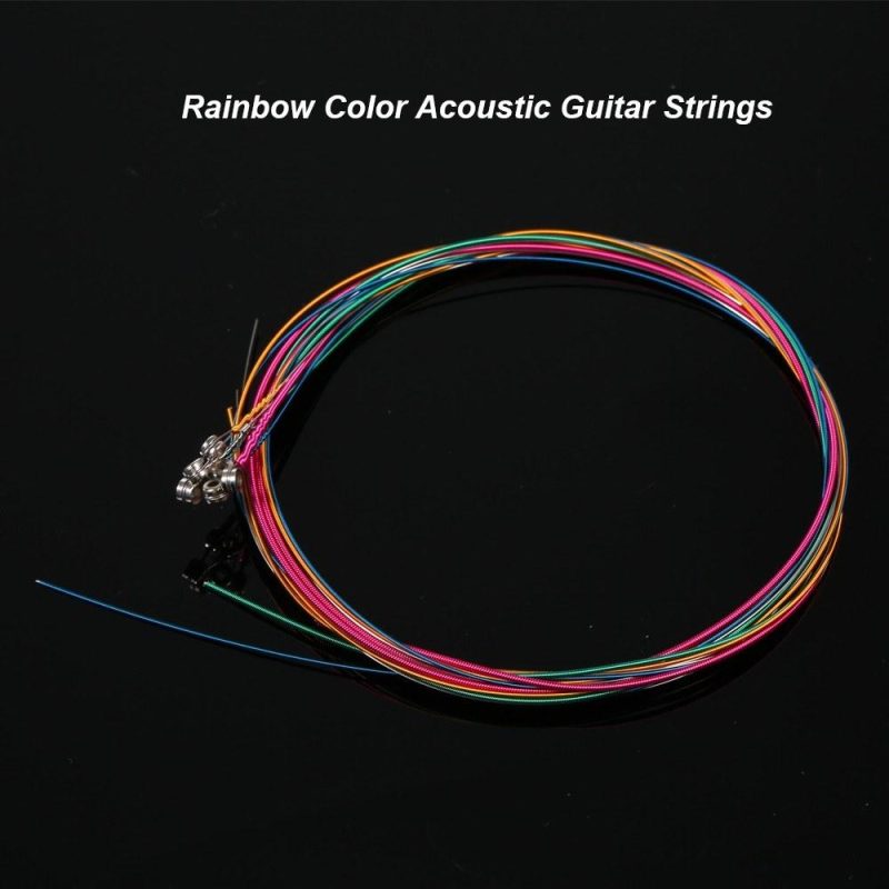 Strings and Accessories |   6pcs/Set Rainbow Colors Colorful Acoustic Guitar Strings Musical Instruments Replacement Steel Chord Wire Multicolour Musical Instruments Multicolour