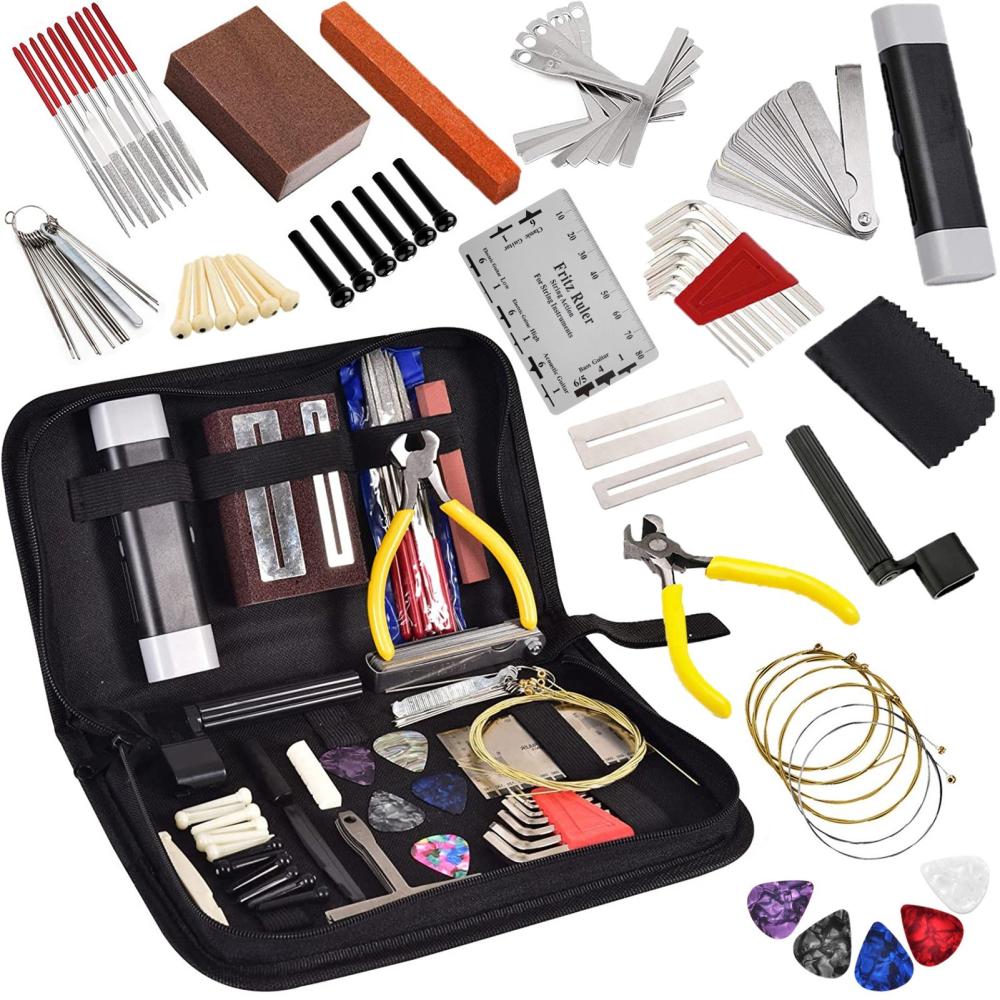 Strings and Accessories |   74 PCS Guitar Tool Kit with Carry Bag, Repair Maintenance Tools Multicolor Musical Instruments Multicolor