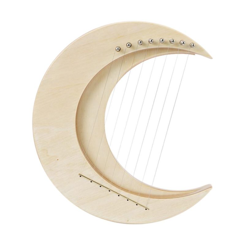 Strings and Accessories |   8-string Crescent Moon Type Lyre G Key Portable Lyre Musical Instruments Strings & Accessories