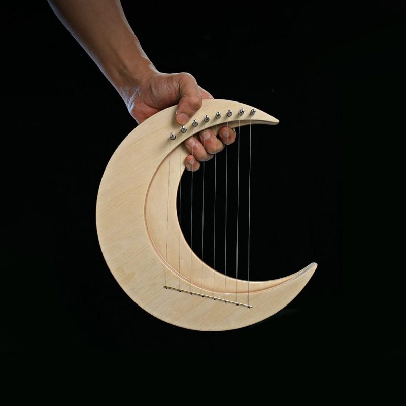 Strings and Accessories |   8-string Crescent Moon Type Lyre G Key Portable Lyre Musical Instruments Strings & Accessories