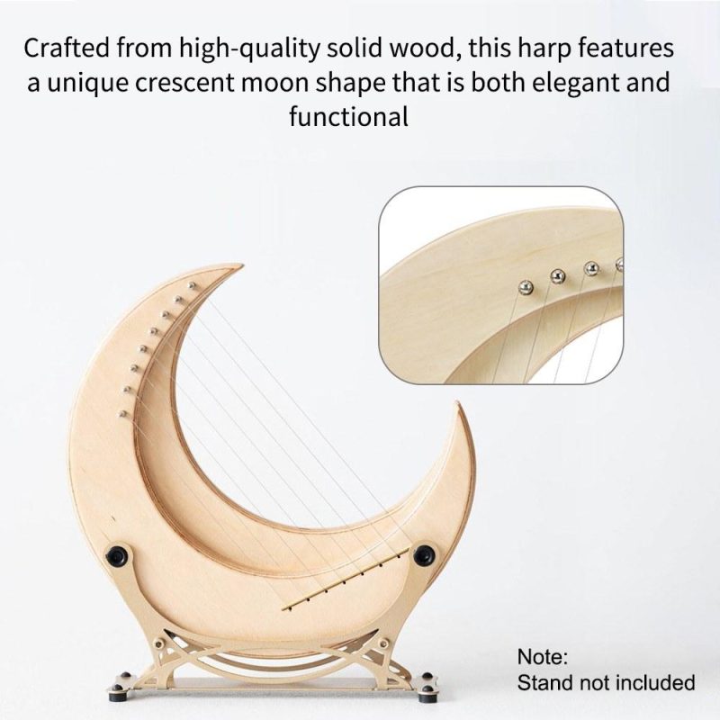 Strings and Accessories |   8-string Crescent Moon Type Lyre G Key Portable Lyre Musical Instruments Strings & Accessories