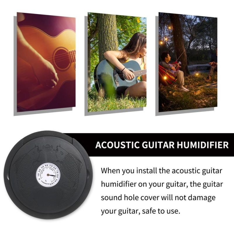 Strings and Accessories |   Acoustic Guitar Sound Hole Cover Humidifier Hygrometer Guitar Humidifier Black Musical Instruments Black