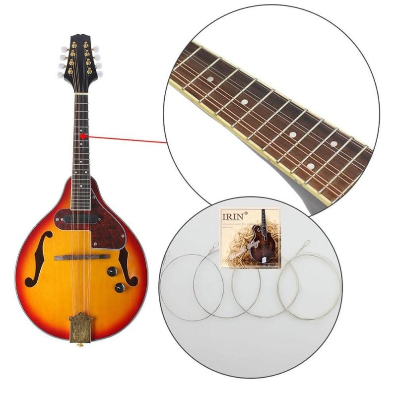 Strings and Accessories |   Adjustable 8-String Electric A Style Mandolin with Cable Strings Cleaning Cloth Multicolour Musical Instruments Multicolour