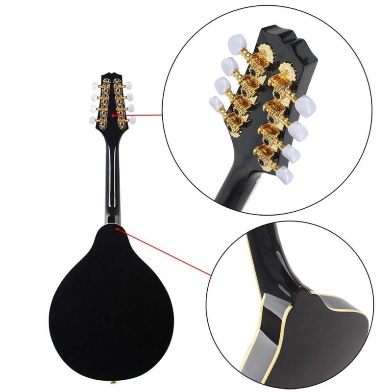 Strings and Accessories |   Adjustable 8-String Electric A Style Mandolin with Cable Strings Cleaning Cloth Multicolour Musical Instruments Multicolour