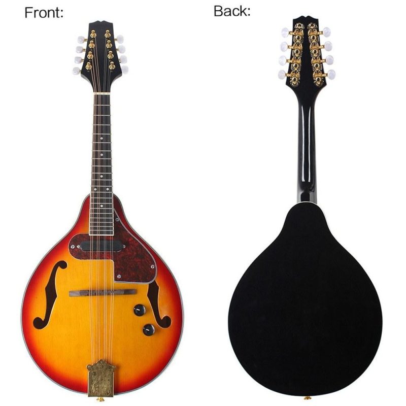 Strings and Accessories |   Adjustable 8-String Electric A Style Mandolin with Cable Strings Cleaning Cloth Multicolour Musical Instruments Multicolour