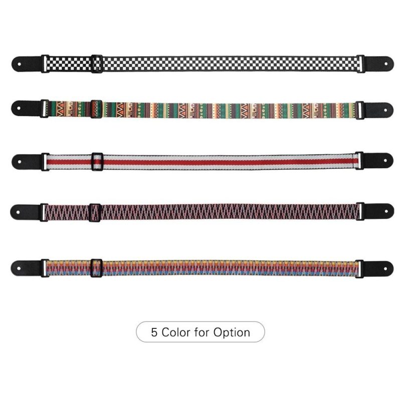 Strings and Accessories |   Adjustable Ukulele Strap Soft Polyester Woven Printing Pattern Shoulder Belt with Hanging Rope for Ukulele Musical Instruments Strings & Accessories