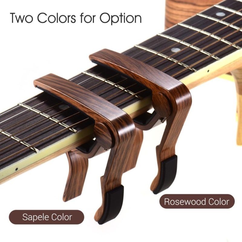 Strings and Accessories |   Aluminum Alloy Wood Color Guitar Capo for 6-string Folk Guitar Electric Guitar with 3pcs Random Color Picks Rose Musical Instruments Rose