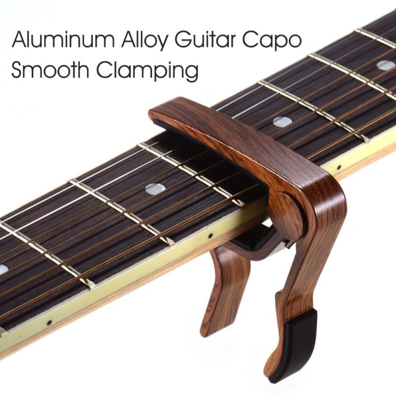 Strings and Accessories |   Aluminum Alloy Wood Color Guitar Capo for 6-string Folk Guitar Electric Guitar with 3pcs Random Color Picks Musical Instruments Strings & Accessories