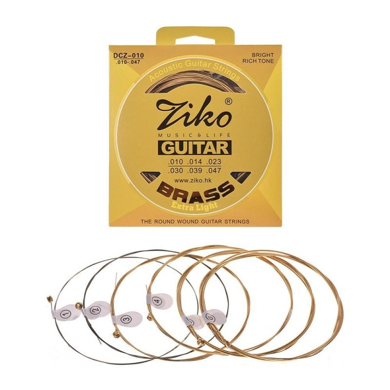 Strings and Accessories |   DCZ-010 Extra Light Acoustic Guitar Strings Hexagon Alloy Wire Brass Wound Corrosion Resistant 6 Strings Set Musical Instrument Accessories Musical Instruments Strings & Accessories