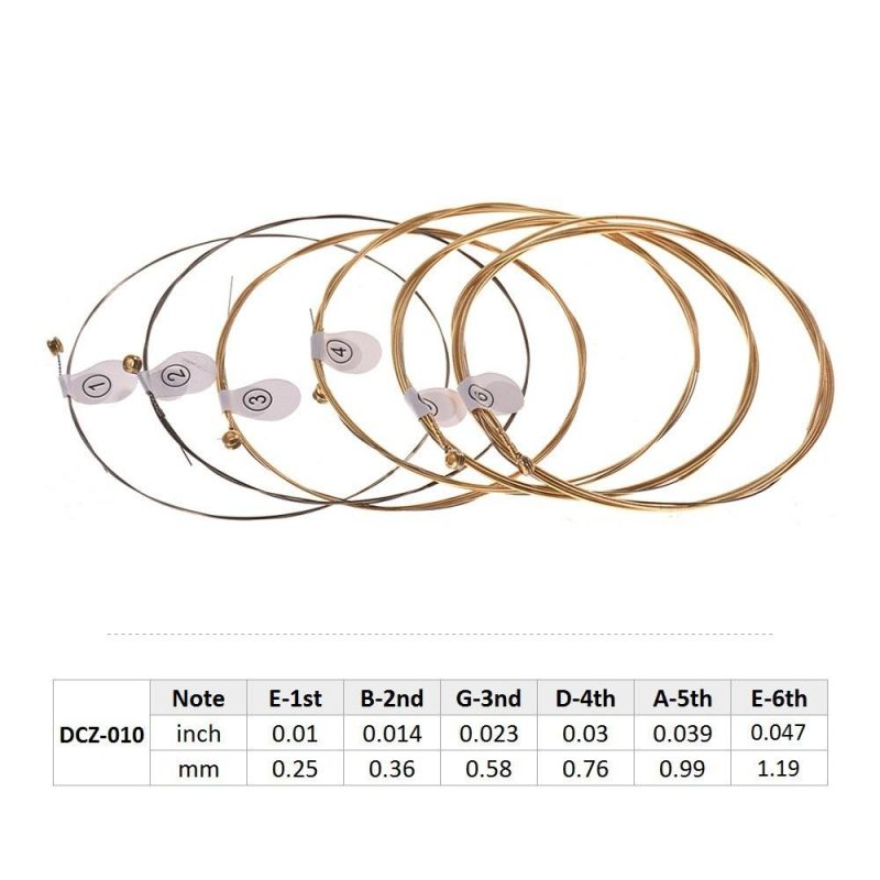 Strings and Accessories |   DCZ-010 Extra Light Acoustic Guitar Strings Hexagon Alloy Wire Brass Wound Corrosion Resistant 6 Strings Set Musical Instrument Accessories Musical Instruments Strings & Accessories