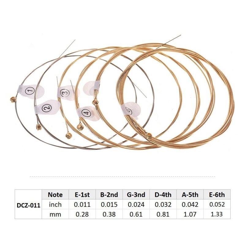 Strings and Accessories |   DCZ-010 Extra Light Acoustic Guitar Strings Hexagon Alloy Wire Brass Wound Corrosion Resistant 6 Strings Set Musical Instrument Accessories Musical Instruments Strings & Accessories