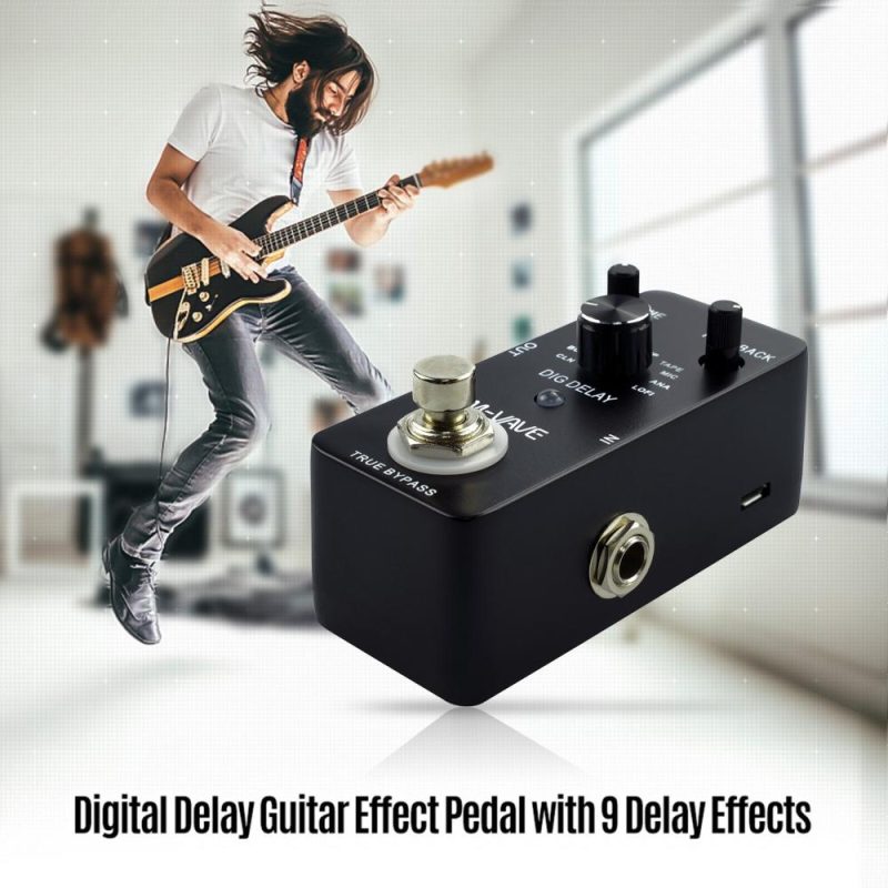 Strings and Accessories |   DIG DELAY Digital Delay Guitar Effect Pedal with 9 Delay Effects True Bypass Full Metal Shell Black Musical Instruments Black