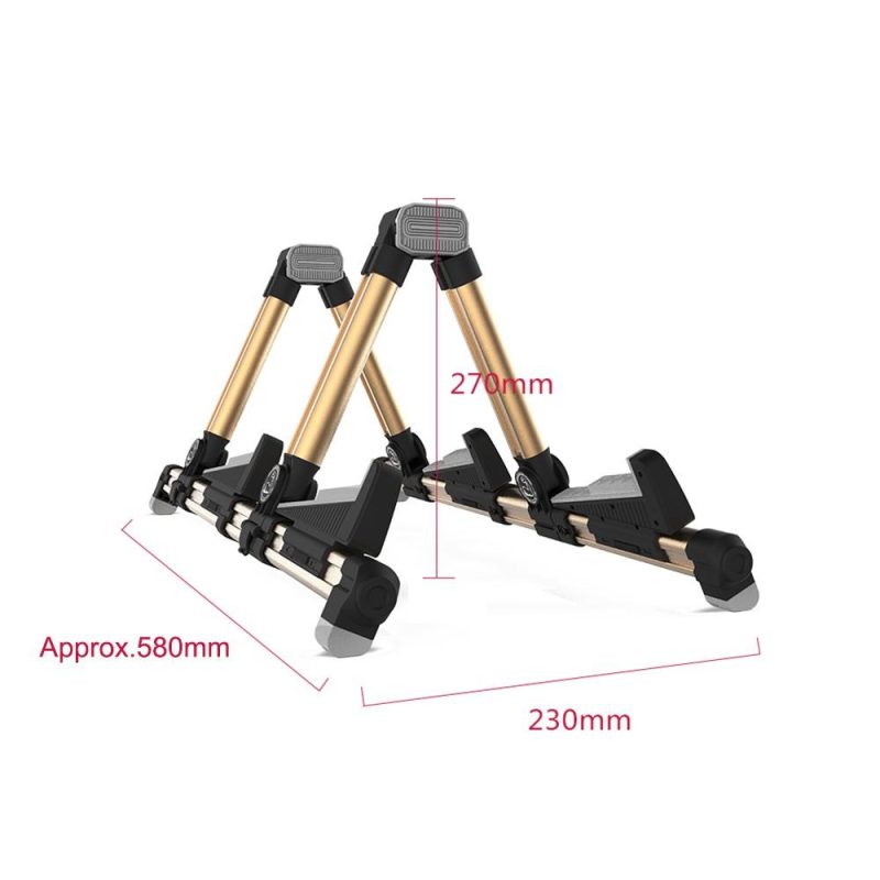 Strings and Accessories |   Double Guitar Stand A-frame Folding Adjustable Holder Bracket Support Aluminum Alloy Universal for Acoustic Electric Classical Folk Guitar Ukulele Bass Violin String Instrument Gold Musical Instruments Gold