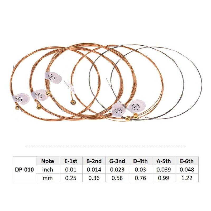 Strings and Accessories |   DP-010 Extra Light Acoustic Guitar Strings Hexagon Alloy Wire Phosphor Bronze Wound Corrosion Resistant 6 Strings Set Musical Instruments Strings & Accessories