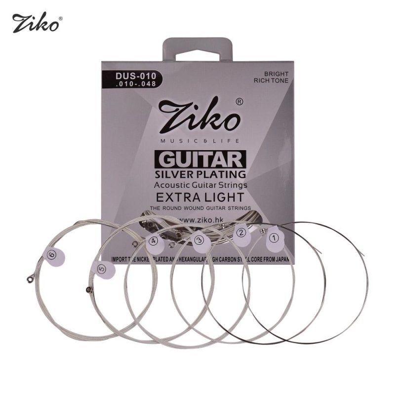 Strings and Accessories |   DUS-010 Extra Light Acoustic Folk Guitar Strings Hexagon Alloy Wire Silver Plated Wound Corrosion Resistant 6 Strings Set Musical Instruments Strings & Accessories