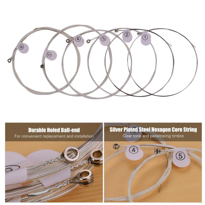 Strings and Accessories |   DUS-010 Extra Light Acoustic Folk Guitar Strings Hexagon Alloy Wire Silver Plated Wound Corrosion Resistant 6 Strings Set Musical Instruments Strings & Accessories