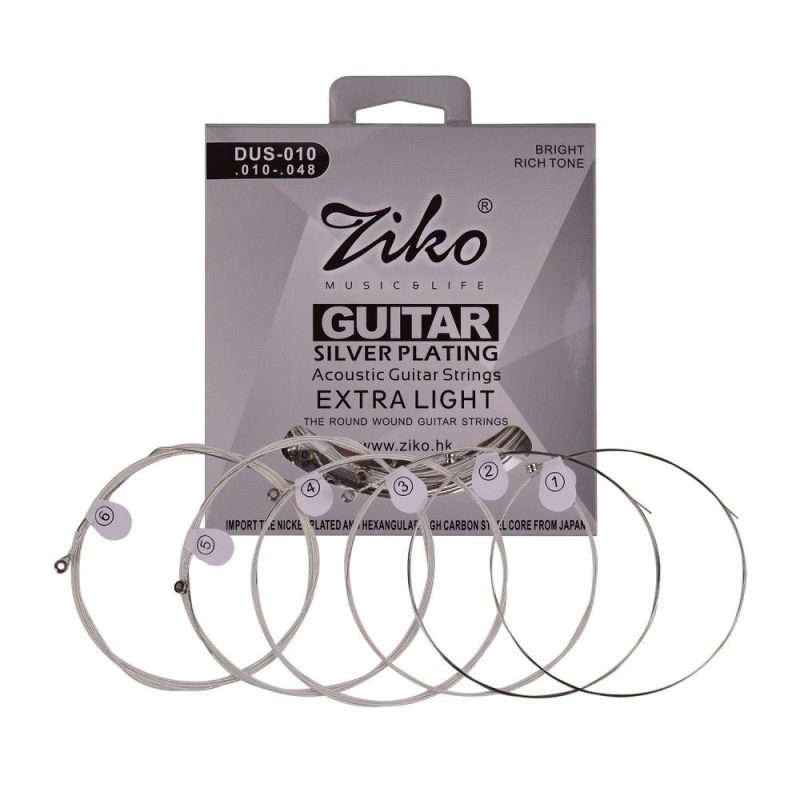 Strings and Accessories |   DUS-011 Custom Light Acoustic Folk Guitar Strings Hexagon Alloy Wire Silver Plated Wound Corrosion Resistant 6 Strings Set Musical Instruments Strings & Accessories