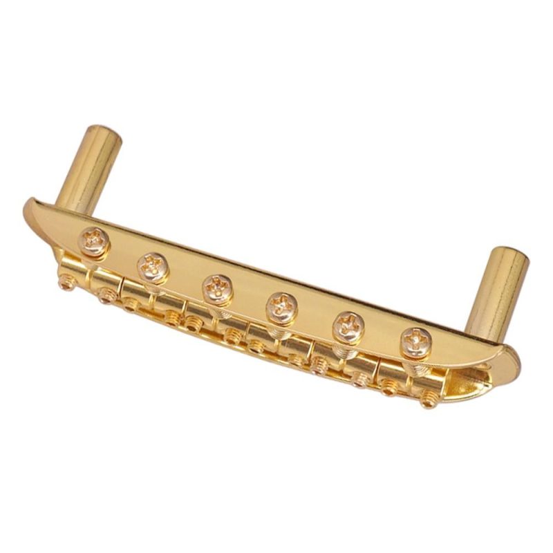 Strings and Accessories |   Electric Guitar Bridge Compatible with JM Series, Guitar Tailpiece Chrome Roller Saddles with 2 Screw Sleeves & 1.5mm Hexagonal Wrench Gold Musical Instruments Gold