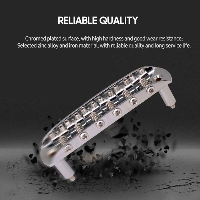 Strings and Accessories |   Electric Guitar Bridge Compatible with JM Series, Guitar Tailpiece Chrome Roller Saddles with 2 Screw Sleeves & 1.5mm Hexagonal Wrench Siver Musical Instruments Siver