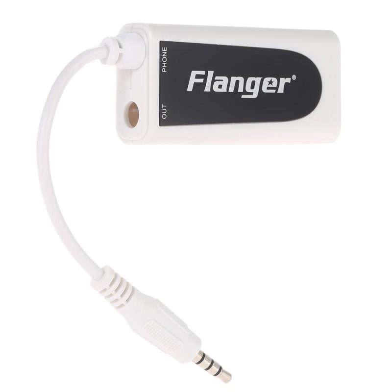 Strings and Accessories |   Flanger FC-21 Guitar Connector Converter Electric Guitar Bass to Mobile Phone Tablet Adapter Compatible with iPhone/iPad Android Smartphone Tablet with 3.5mm Audio Plug Black + White Musical Instruments Black & White