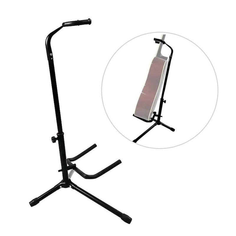 Strings and Accessories |   Folding Guitar Floor Stand String Instrument Tripod Holder Metal Material for Acoustic Electric Guitar Bass Black Musical Instruments Black