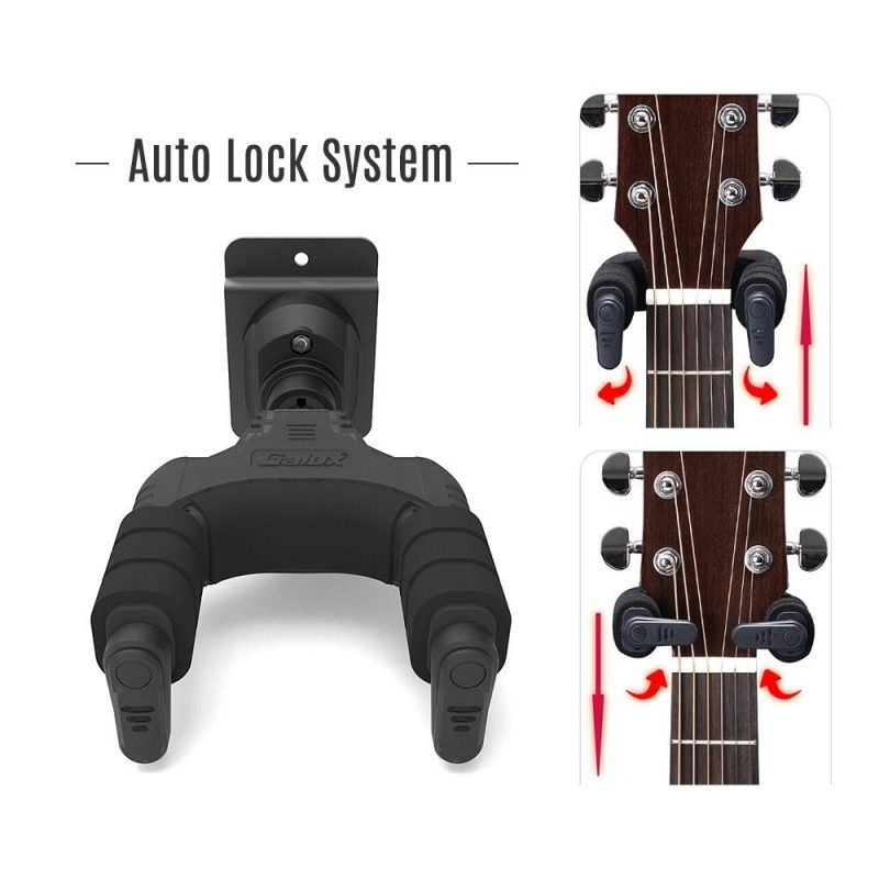 Strings and Accessories |   GH-110M Auto Lock Guitar Hanger Hook Holder Black Musical Instruments Black