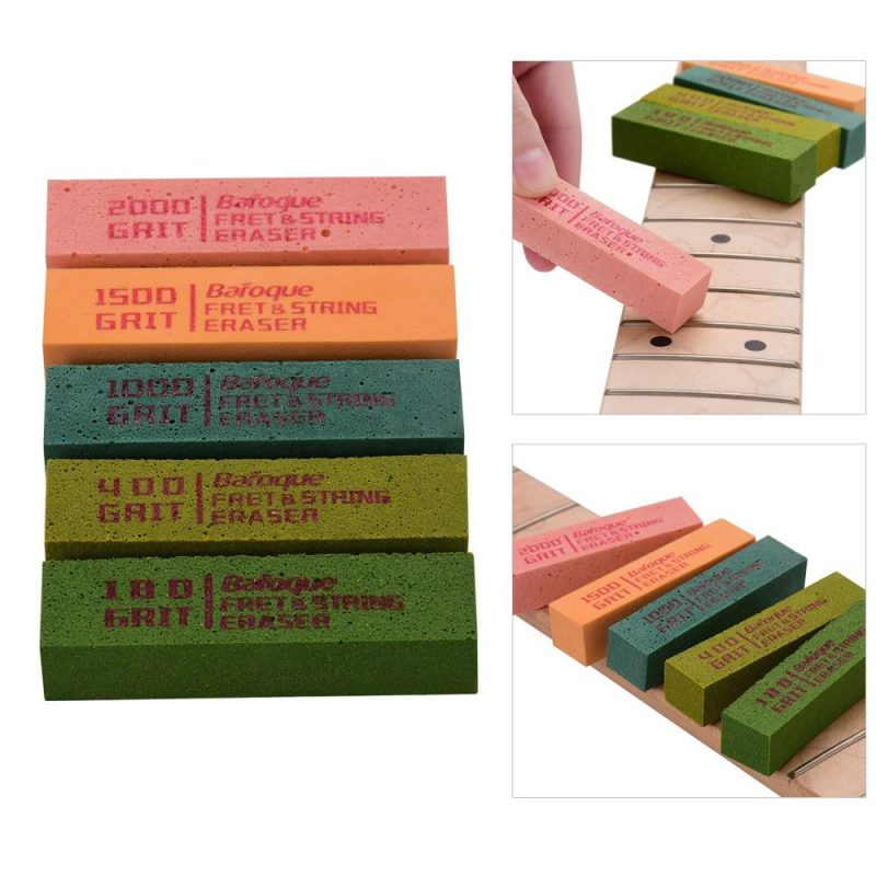 Strings and Accessories |   Guitar Fret Polishing Erasers Abraisive Rubber Blocks with 180 Grit & 400 Grit & 1000 Grit & 1500 Grit & 2000 Grit Multicolour Musical Instruments Multicolour