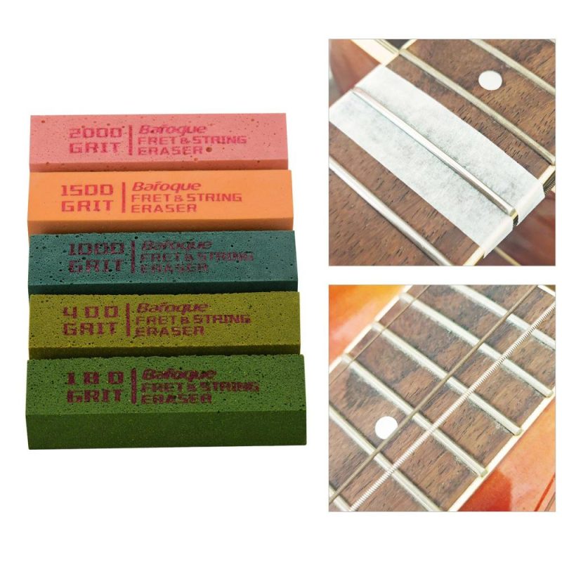 Strings and Accessories |   Guitar Fret Polishing Erasers Abraisive Rubber Blocks with 180 Grit & 400 Grit & 1000 Grit & 1500 Grit & 2000 Grit Multicolour Musical Instruments Multicolour