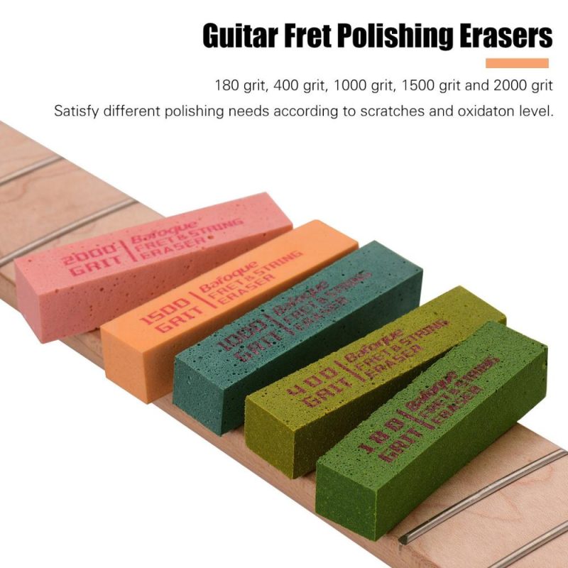 Strings and Accessories |   Guitar Fret Polishing Erasers Abraisive Rubber Blocks with 180 Grit & 400 Grit & 1000 Grit & 1500 Grit & 2000 Grit Multicolour Musical Instruments Multicolour