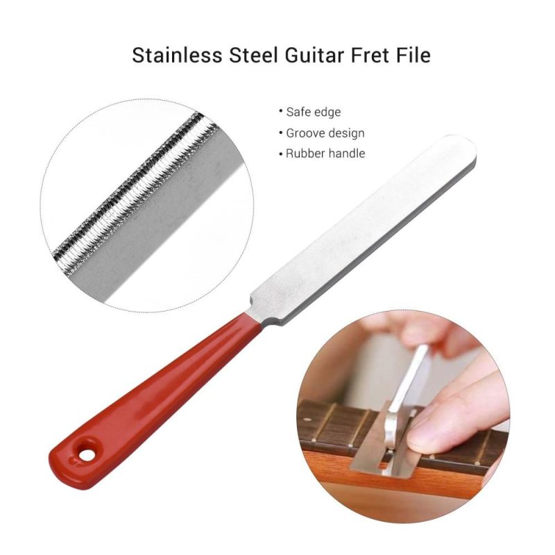 Strings and Accessories |   Guitar Luthier Tool Kit  1pc Stainless Steel Guitar Fret File + 2pcs Fingerboard Guard + 1pc Guitar Fret Rocker Leveling + 1pc Grinding Sponge Multicolour Musical Instruments Multicolour