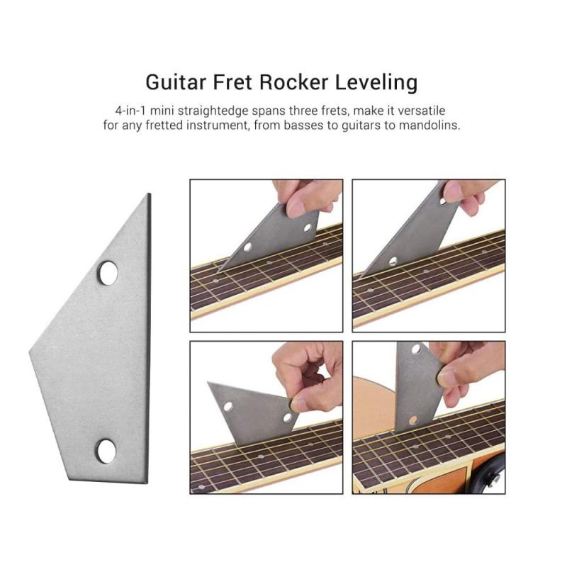 Strings and Accessories |   Guitar Luthier Tool Kit  1pc Stainless Steel Guitar Fret File + 2pcs Fingerboard Guard + 1pc Guitar Fret Rocker Leveling + 1pc Grinding Sponge Multicolour Musical Instruments Multicolour