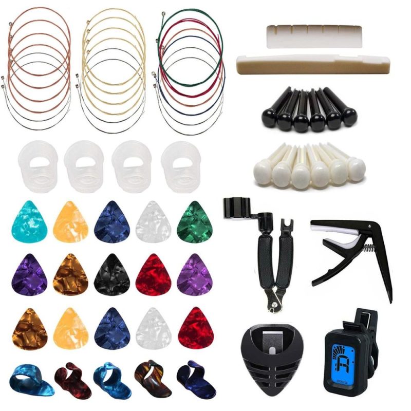 Strings and Accessories |   Guitar Repairing Kit Guitar Care Kit Maintenance Tool Set Guitar Accessories Guitar Parts Change Strings Tool Tone Sandhi Clip Multicolour Musical Instruments Multicolour