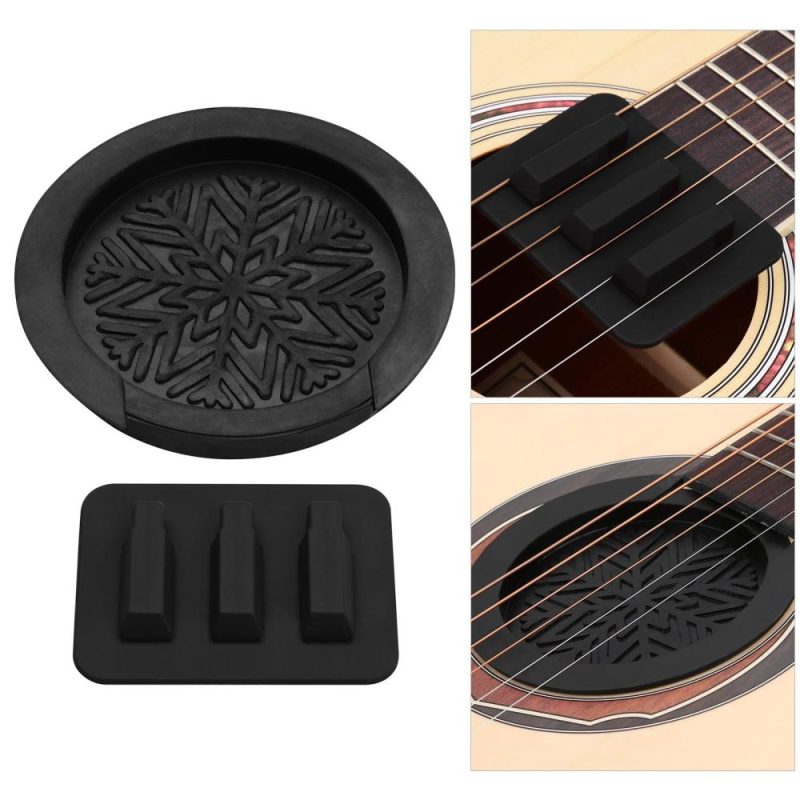 Strings and Accessories |   Guitar Sound Hole Cover Mute Muffler Set 11cm Soundhole Guitar Muter  Instrument Accessory for Acoustic Guitar Black Musical Instruments Black