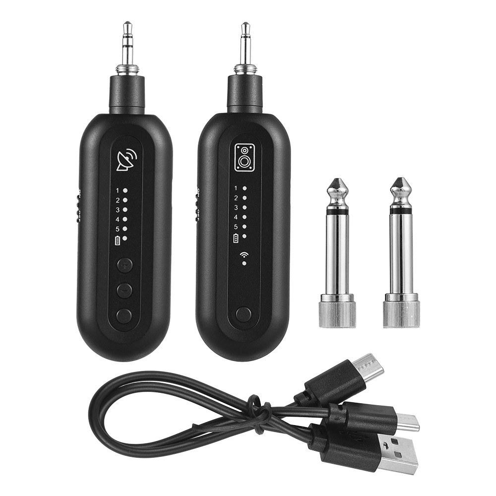 Strings and Accessories |   JTS-5 Wireless Guitar System Rechargeable Guitar Transmitter Receiver Set Black Musical Instruments Black