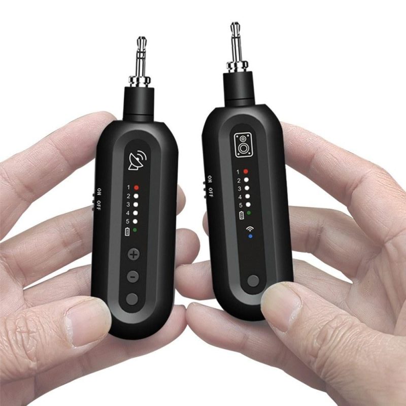 Strings and Accessories |   JTS-5 Wireless Guitar System Rechargeable Guitar Transmitter Receiver Set Black Musical Instruments Black