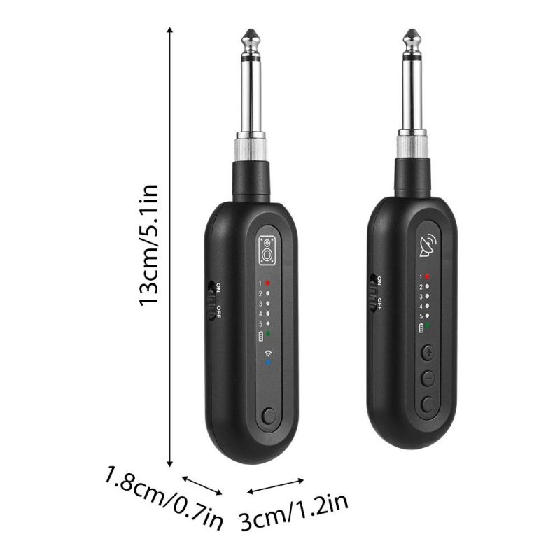 Strings and Accessories |   JTS-5 Wireless Guitar System Rechargeable Guitar Transmitter Receiver Set Black Musical Instruments Black