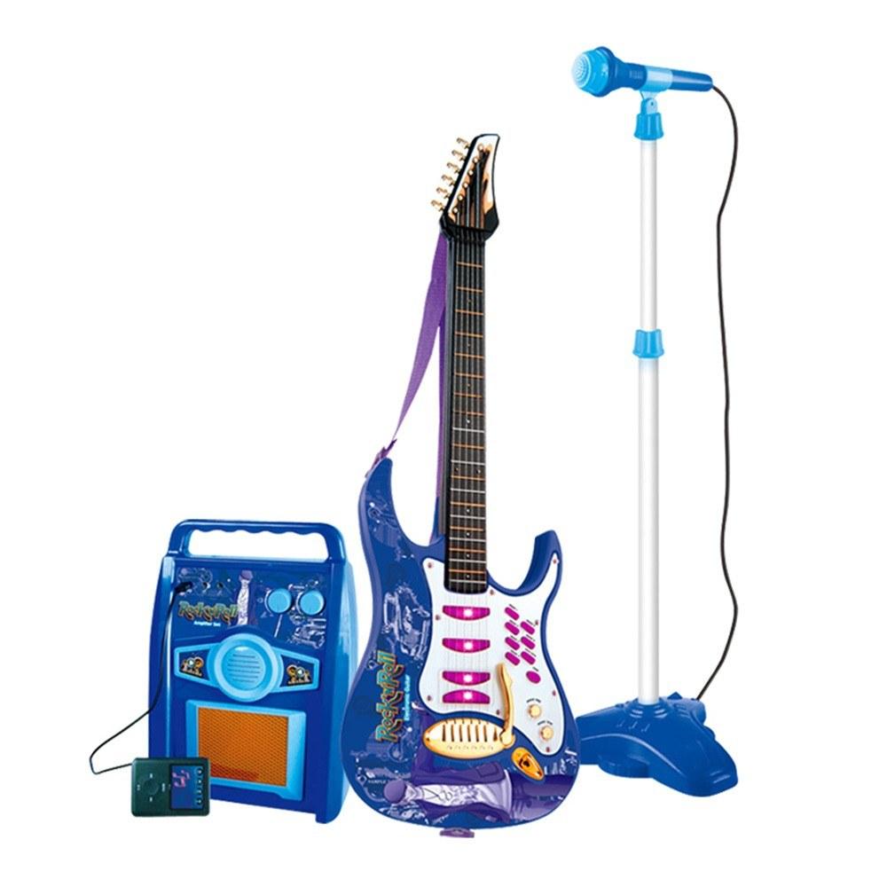 Strings and Accessories |   Karaoke Microphone Guitar with Microphone Amplifier Musical Set Multifunctional Musical Instruments Kits Blue Musical Instruments Blue