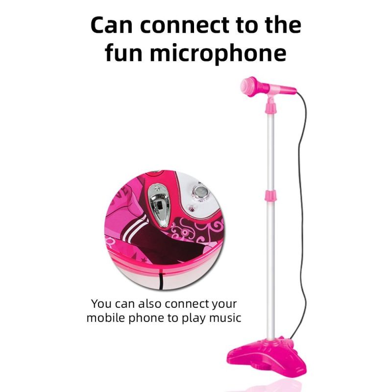 Strings and Accessories |   Karaoke Microphone Guitar with Microphone Amplifier Musical Set Multifunctional Musical Instruments Kits Pink Musical Instruments Pink