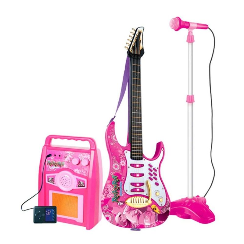 Strings and Accessories |   Karaoke Microphone Guitar with Microphone Amplifier Musical Set Multifunctional Musical Instruments Kits Pink Musical Instruments Pink