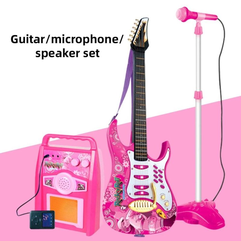 Strings and Accessories |   Karaoke Microphone Guitar with Microphone Amplifier Musical Set Multifunctional Musical Instruments Kits Pink Musical Instruments Pink